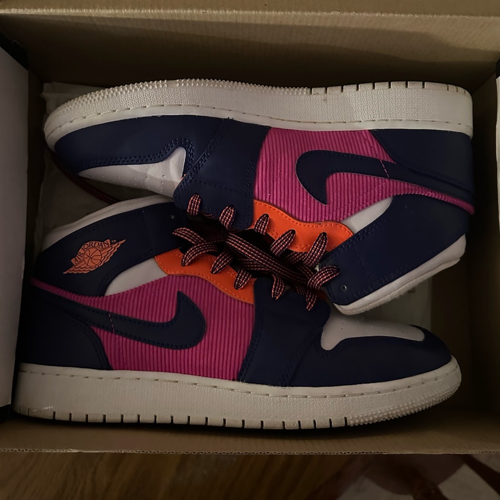 Pink and Blue Air Jordan 1 Mid GS